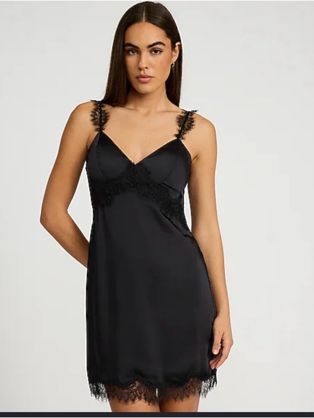 NWT Express Satin Lace V-neck Sleeveless Mini Dress